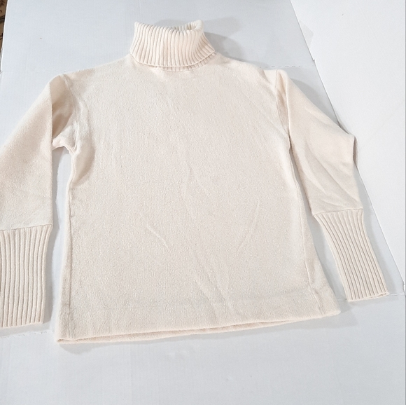 J Crew Collection Cashmere Trim Relaxed Fleece Turtleneck - Picture 2 of 6